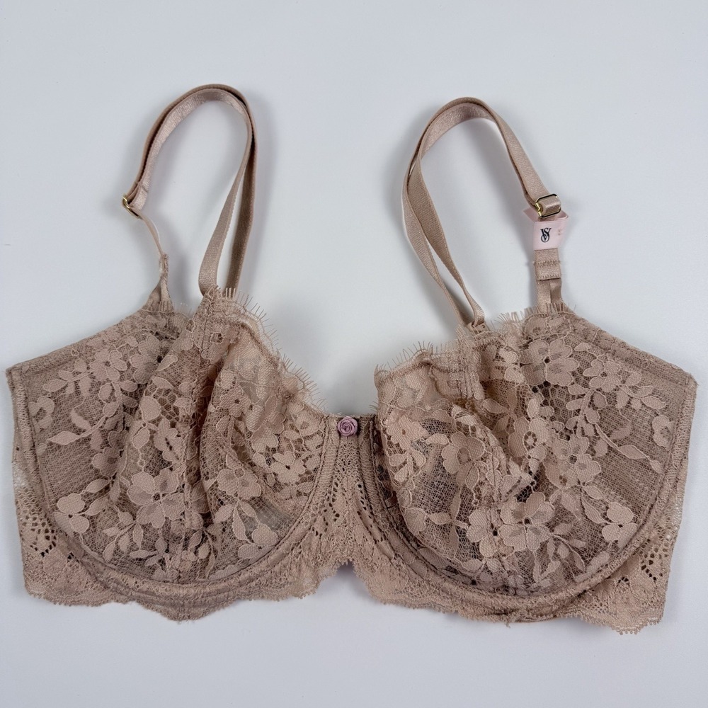 Victoria's Secret Dream Angels Wicked Unlined Lace Balconette Bra Nude 32DDD